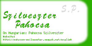 szilveszter pahocsa business card